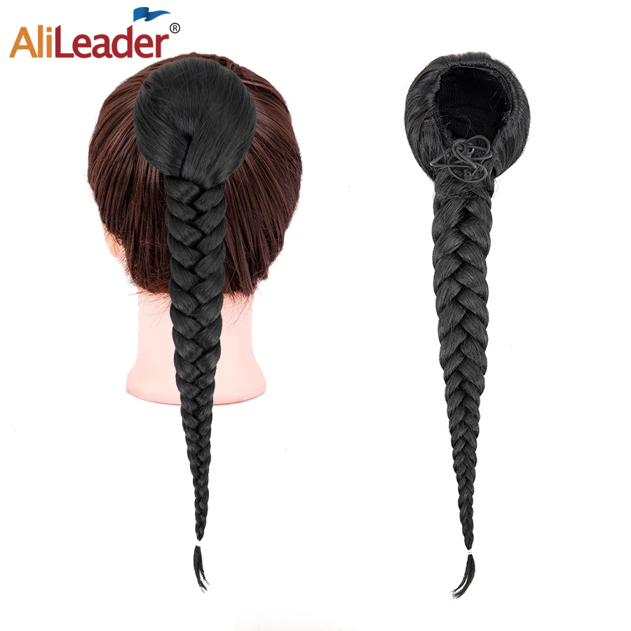 

14" Synthetic Braiding Ponytail Fishtail Braid Clip In Hair Extension For Women Plaited Box Jumbo Braid Pony Tail Alileader Hair