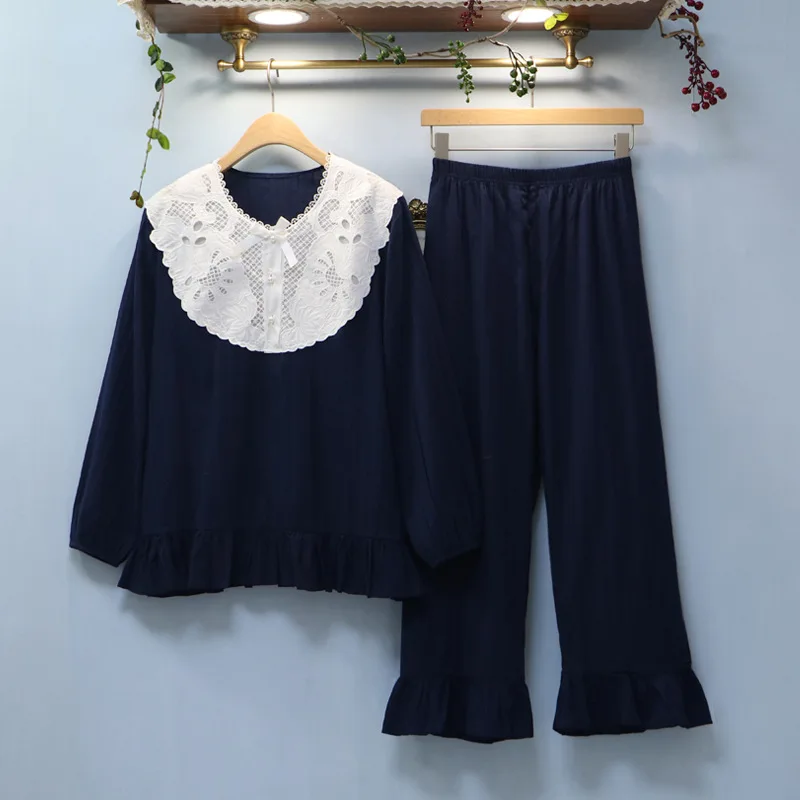 2019 Осенняя кружевная Пижама с принцессой винтажная Хлопковая пижама женская