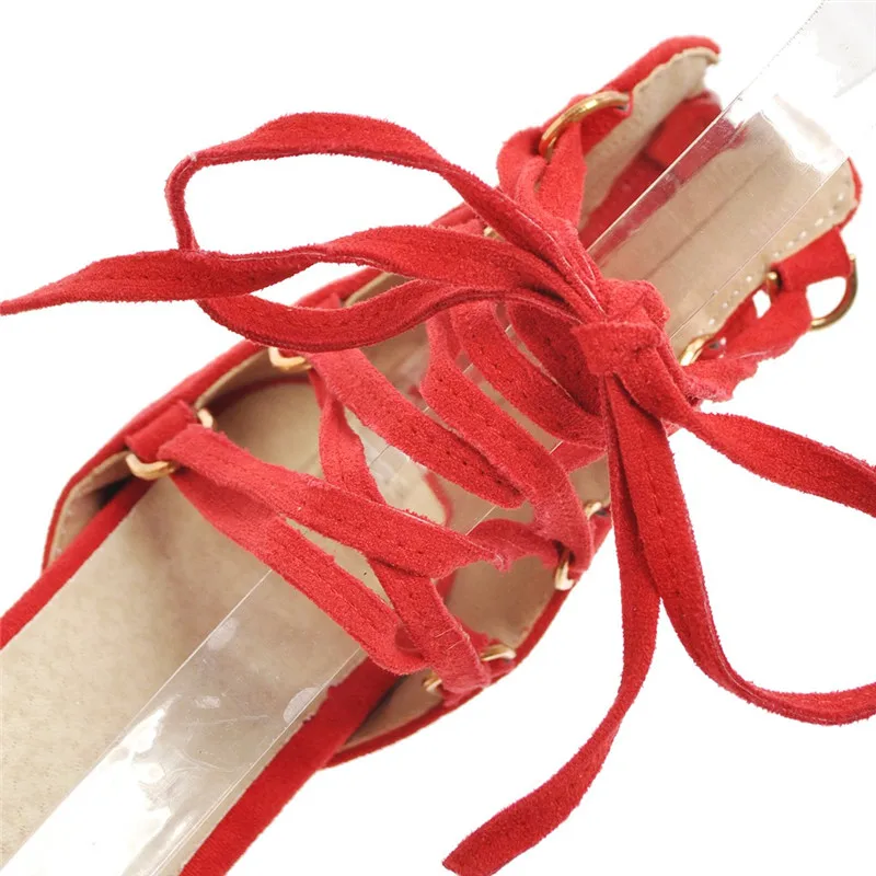 

2018 Fashion New Pink Red Black Party Shoes Platforms High Heels Gladiator Sandals Women Ankle Cross Tied Ladies Sandals