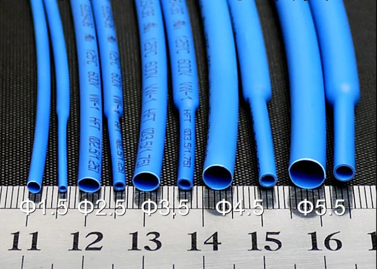 

5 Meters Blue 1 1.5 2 2.5 3 3.5 4 4.5 5 5.5 6 6.5mm Heat Shrinking Tube 2:1 Shrinkage Ratio Polyolefin Insulated Cable Sleeve