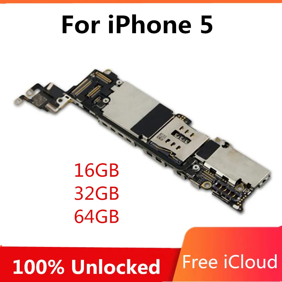 Бесплатная материнская плата iCloud для iPhone 5 16 ГБ 32 64 Логическая с полным чипом