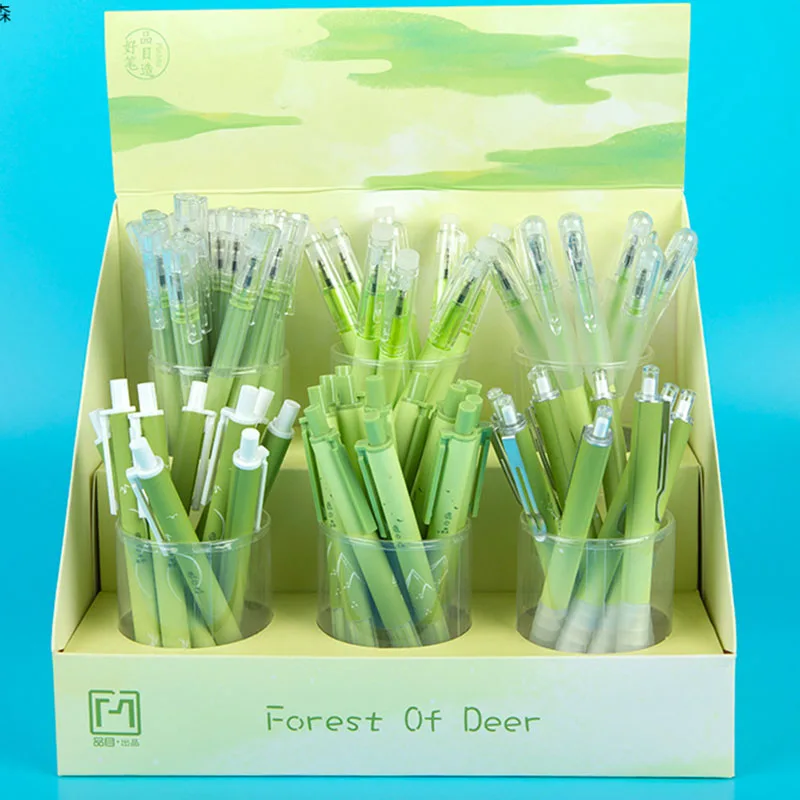 

36 шт./лот Kawaii Fresh Deer Gel Pen, милые 0,5 мм черные чернила, авторучка для подписи, принадлежности для школы и офиса, рекламный подарок