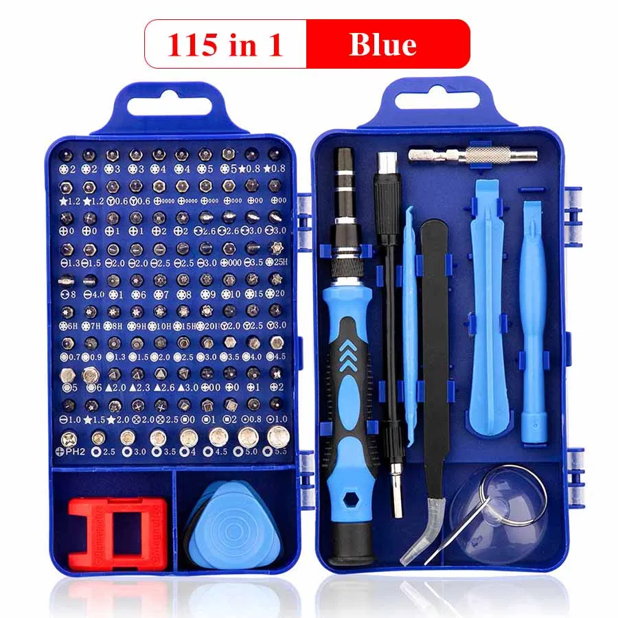 115in1blue 115/110 в 1 Набор отверток мини Прецизионная отвертка мульти компьютер ПК мобильный телефон устройство ремонт ручные инструменты для дома - Цвет: 115in1blue