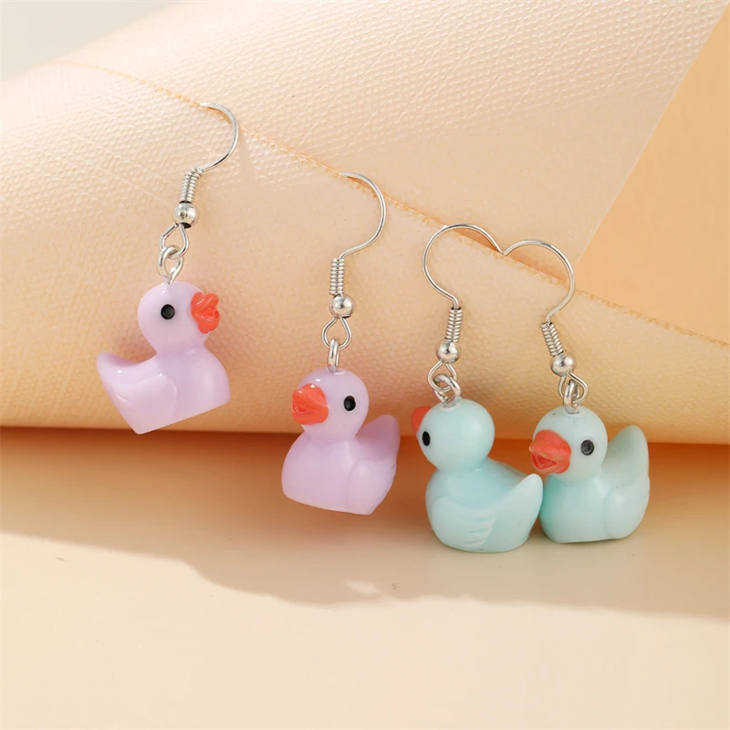 

Resin Cartoon Animal Little Yellow Duck Earrings Creative Cute For Female Student Earrings Childlike Earrings