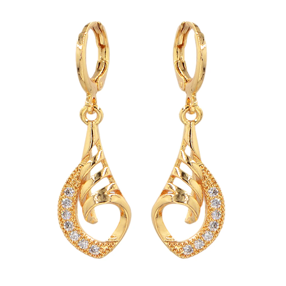 Модные женские серьги золотого цвета с фианитом CZ изогнутые каплями воды