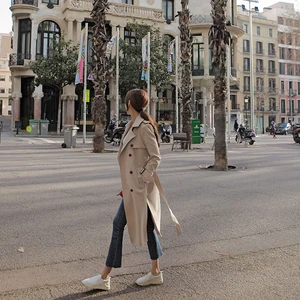 Женский Длинный плащ, черный, красный, хаки, женский двубортный пиджак