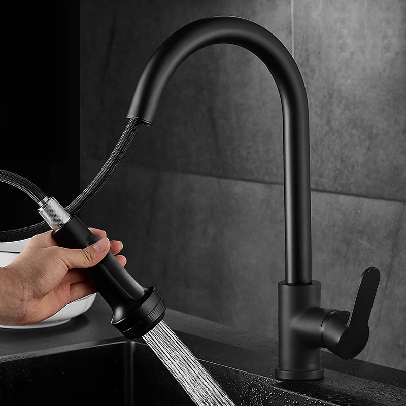 Современный Смеситель для кухонной раковины с высокой дугой из твердой латуни