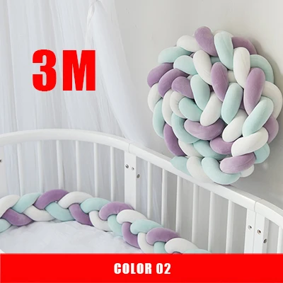 3M-02 3 м смешанные цвета плетеная Накладка для детской кроватки узел Подушка плетеная Подушка для подушек для кроватки для детской кроватки, детская подушка для декора стен в детской комнате - Цвет: 3M-02