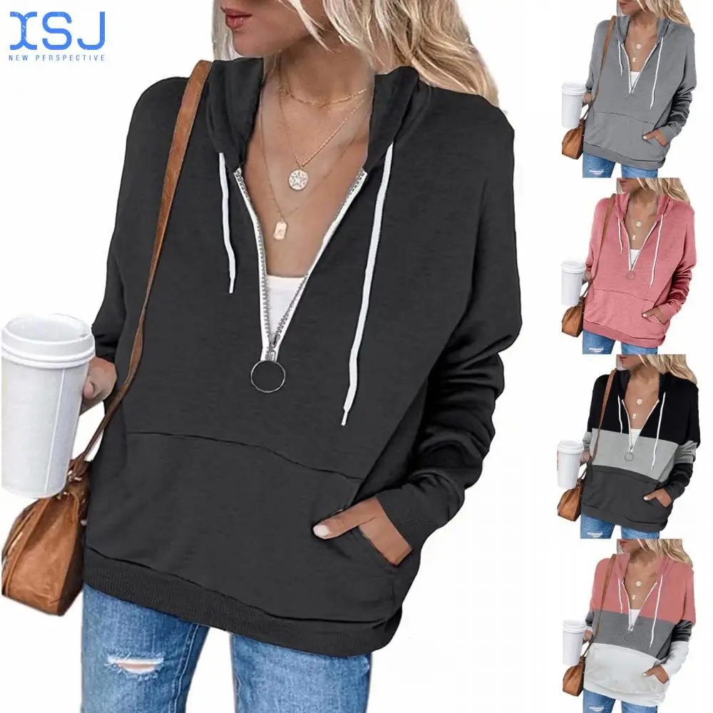 

Толстовки для женщин, пуловер, женские повседневные толстовки на молнии с капюшоном, с длинным рукавом, зимние осенние Топы, уютный свитер, р...
