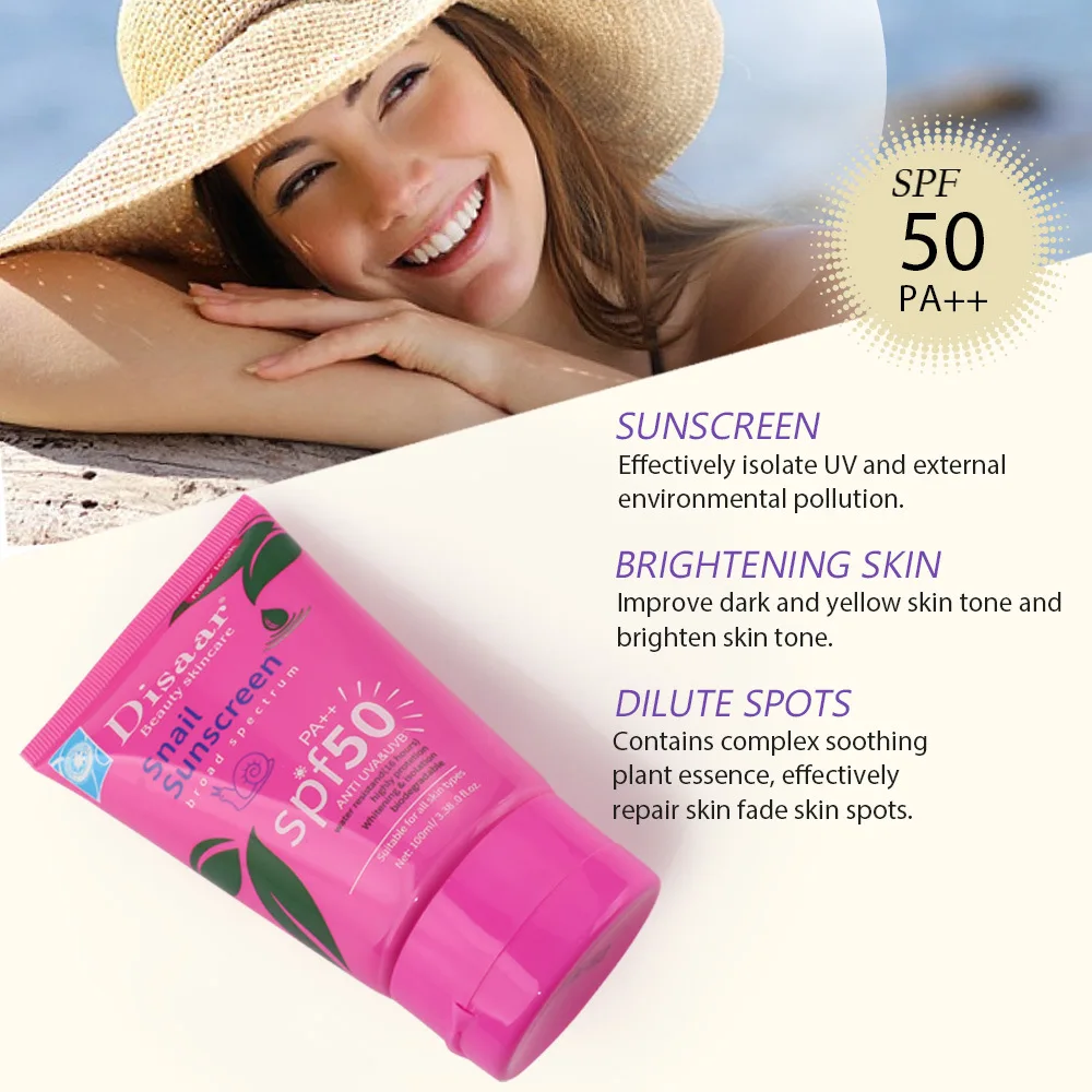 Солнцезащитный крем для лица Disaar SPF 50 + с улиткой отбеливающий тела