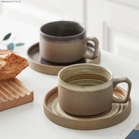ceramic coffee cup and saucer set creative handmade retro coffee cup art cup and saucer milk breakfast coffee cup storage rack
