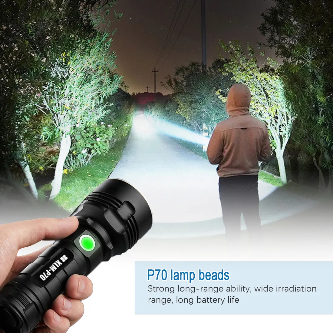 

LED Flashlight Super Powerful USB Rechargeable Lintern Torch Waterproof Lamp Ultra Bright Lantern for Camping Riding Hunting