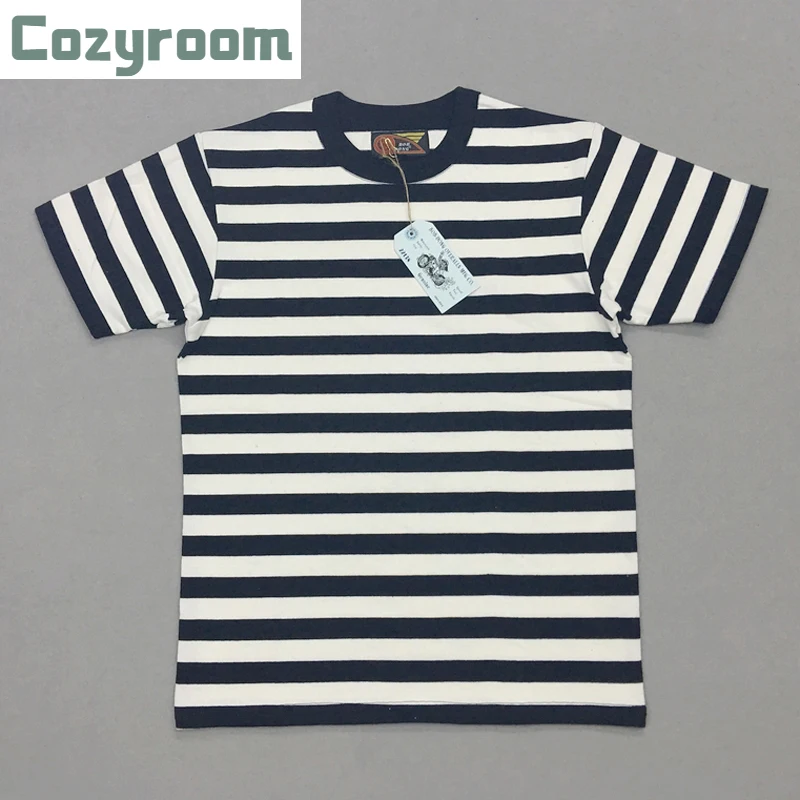 

Cozyroom 2 см полосы матросские футболки мужские с круглым вырезом границы футболки приталенный силуэт