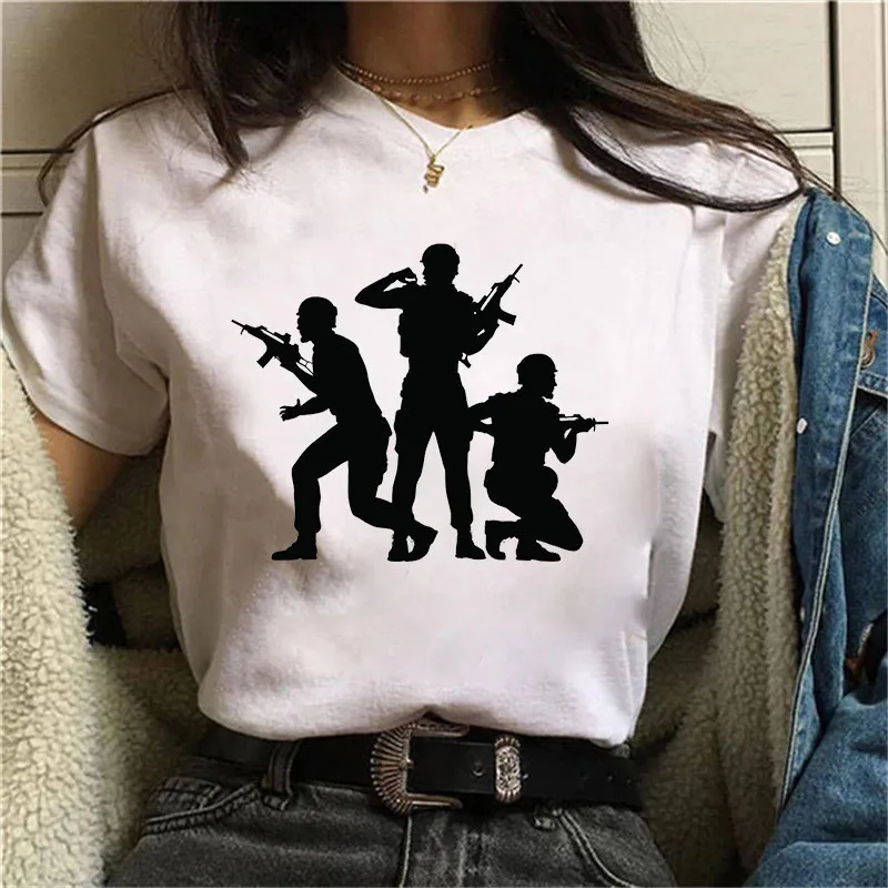 

Gun Classic Anime tshirt Print Goth Harajuku Top Women T-shirt Casual ladies basic O-collar Short Sleeved T-shirt Girl,Drop Ship