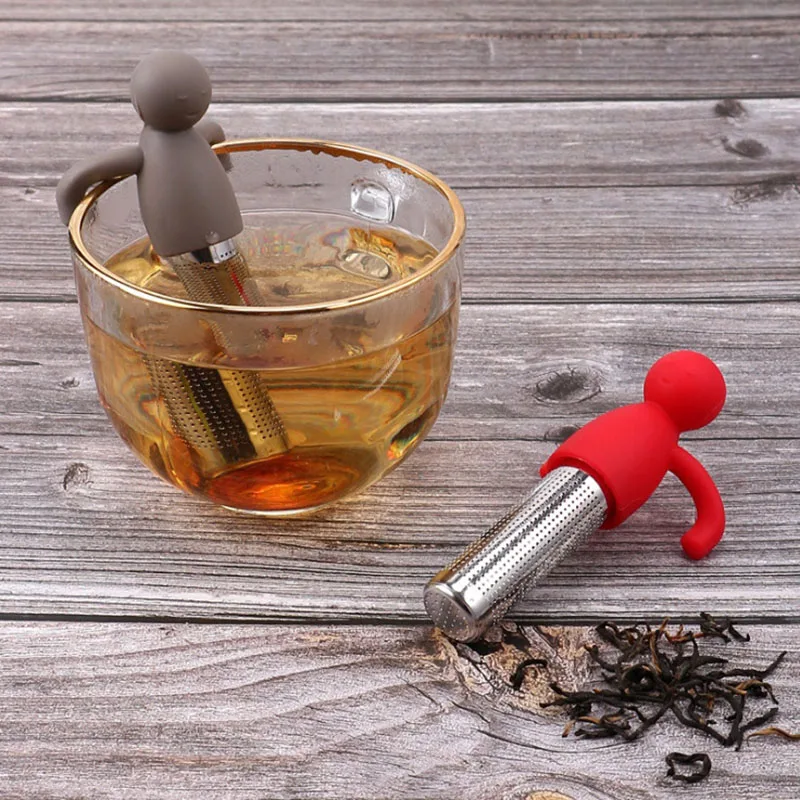 

1Pc Creative Stainless Steel Tea Strainer Little Man Shape Silicone Tea Infuser for Brewing Device Tea Accessories Kitchen Tools
