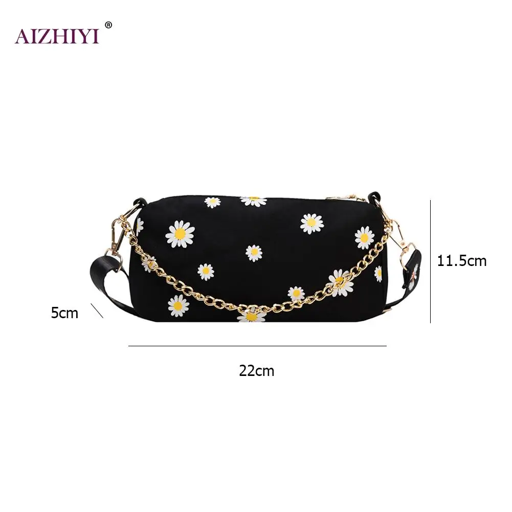 

Youth Ladies Simple Versatile Bag Nylon Women Casual Crossbody Bag Daisy Flower Lady Daily Travel Shoulder Pouch