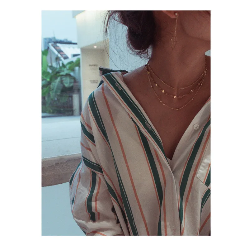 

TOSAKO Necklace Gold Color Sweater Chain Minimalism 2021 Trend Pendants