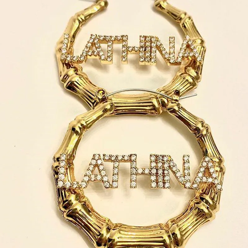 3 метра серьги в форме сердца бамбука хип-хоп циркониевые буквы для женщин