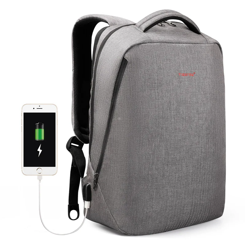 Grey Tigernu бренд мужской рюкзак противоугонная USB зарядка 1" 17" ноутбук рюкзак мужской женский школьный рюкзак школьный рюкзак сумка - Цвет: Grey