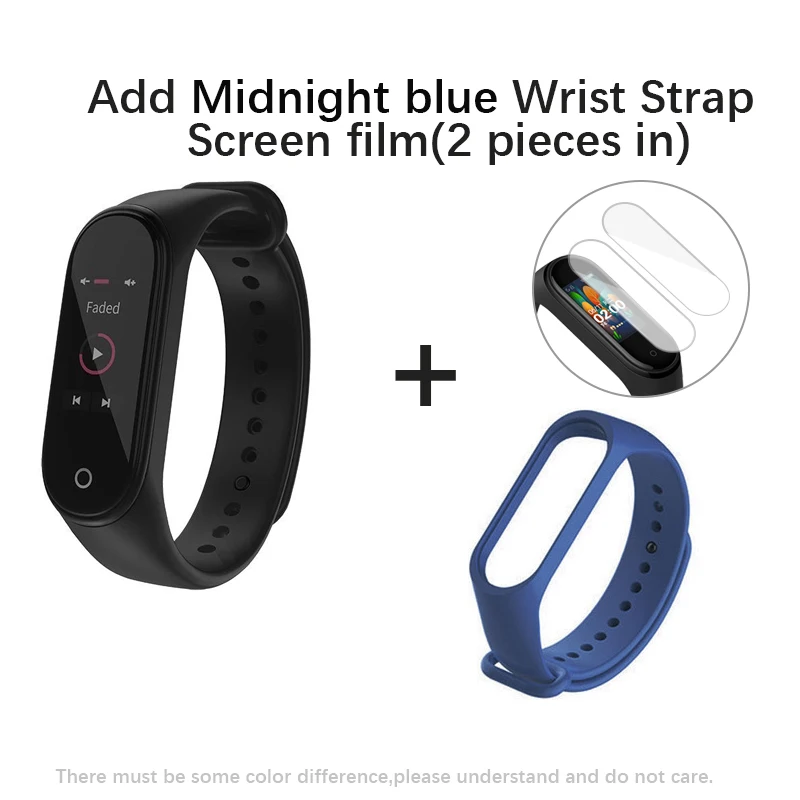 AddMidnightblueStrap Глобальная версия Xiaomi Mi группа 4 Смарт Браслет miband 4 Фитнес отслеживание сердечного ритма браслет 3 цвета активно-матричные осид, Сенсорный экран 135 мАч - Цвет: AddMidnightblueStrap