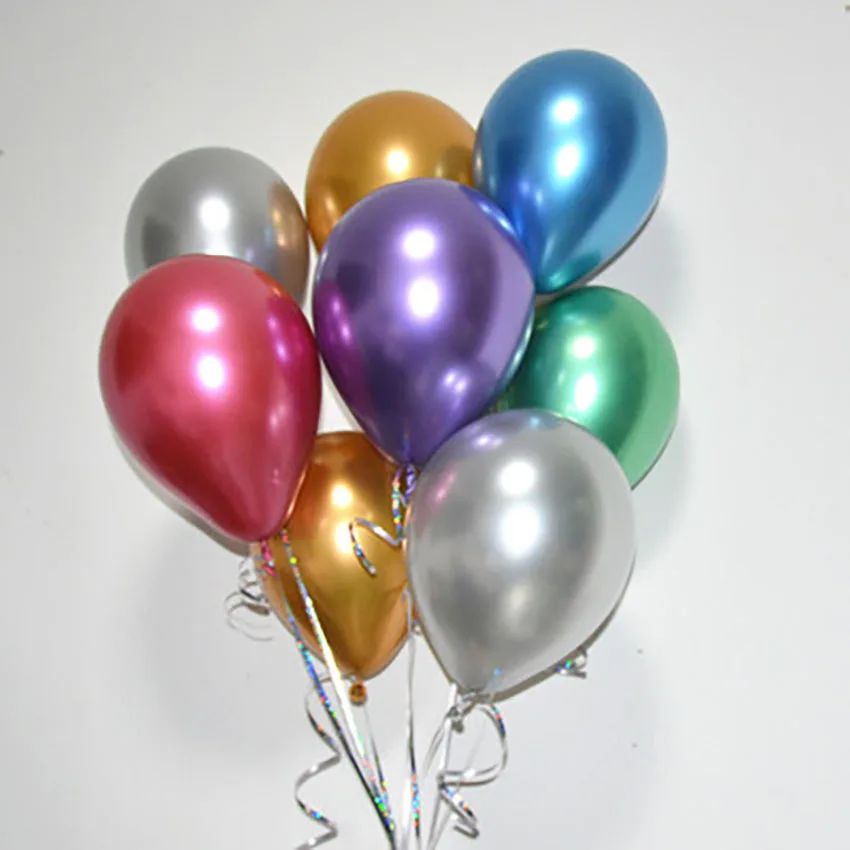 

50 штук 10 мм-дюймовое металлическое латексных воздушных шаров с 1,8g утолщенные перламутровые латексные воздушные шары с металлическим отлив...
