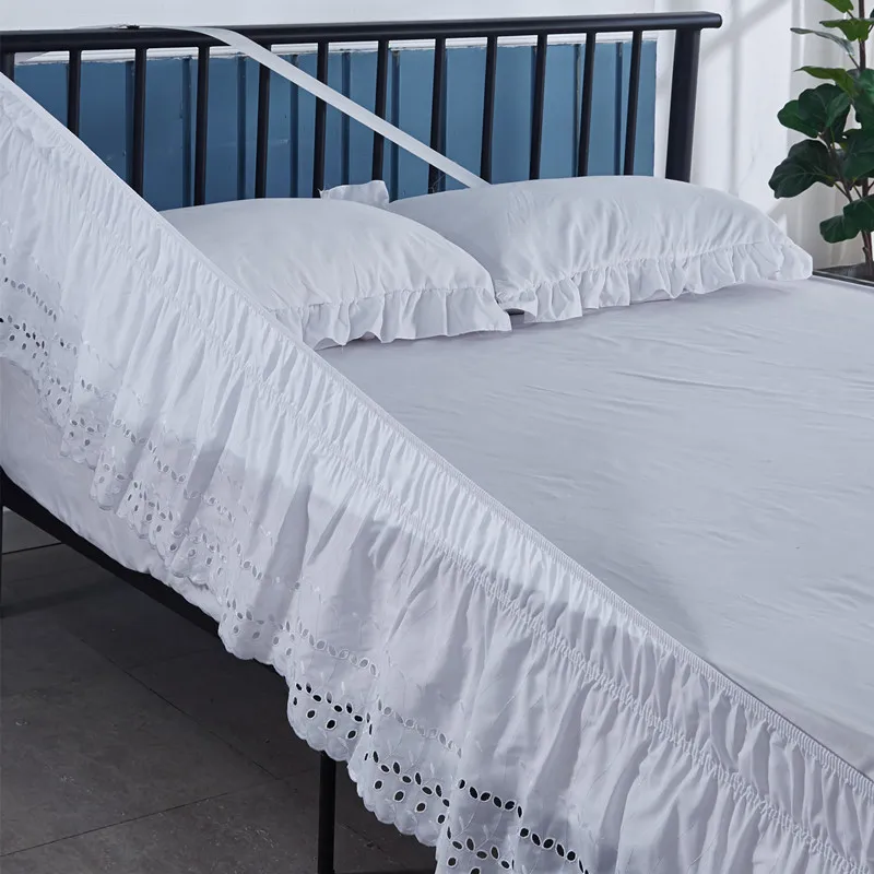 Абсолютно Великолепная хорошо сделанная вышитая белая юбка для кровати с