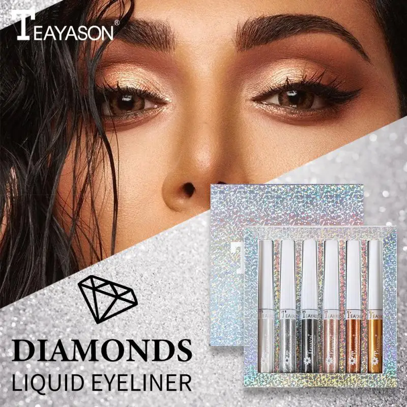 

TEAYASON Six Pack Liquid Eyeliner Lying Silkworm Fluid Easy To Remove Makeup Glitter Easy To Stretch Waterproof Cosmetic TSLM1