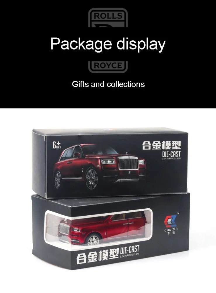 1:24 Rolls Royce Cullinan, модель автомобиля из сплава, большой размер, имитация внедорожника, металлическая модель автомобиля, светильник со звуком, вытяжка, 6 дверей