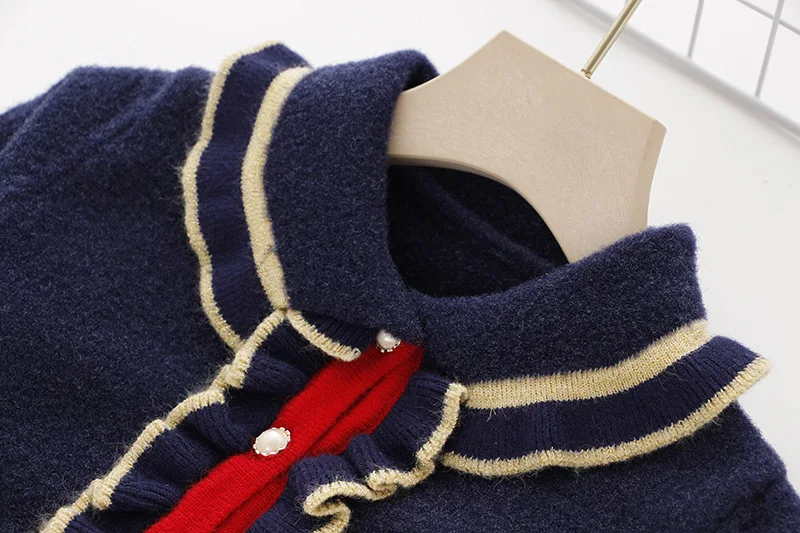 Fashion Baby Girls Sweater Coat With Ruffle Cotton Kids Cardigans For Girls Knitwear Kids Atumn Winter Clothes Children Coat