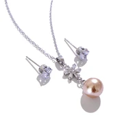 polynesian hawaiian marshall abs pearls titanium steel necklace copper zirconia heart flower pendant stud earrings jewelry set