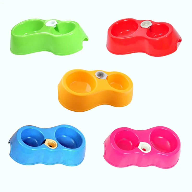 Миска для питомцев пластиковый контейнер еды с двойным отверстием поилка щенков