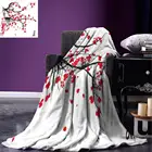 Натуральное одеяло Сакура с цветами, японское Вишневое дерево для сада на лето, теплое одеяло с винтажным культурным принтом для кровати