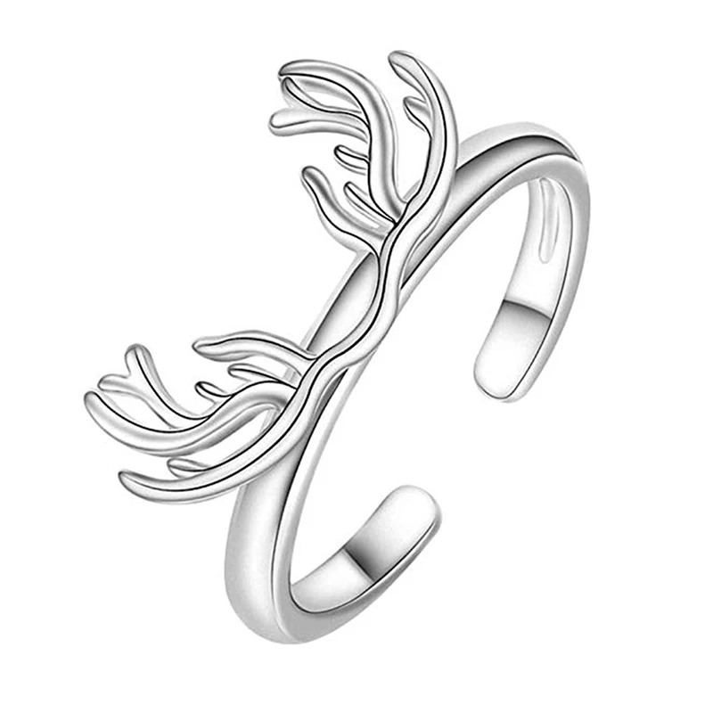 Милые рога открытие кольцо олень Регулируемый Шарм ювелирные изделия для женщин