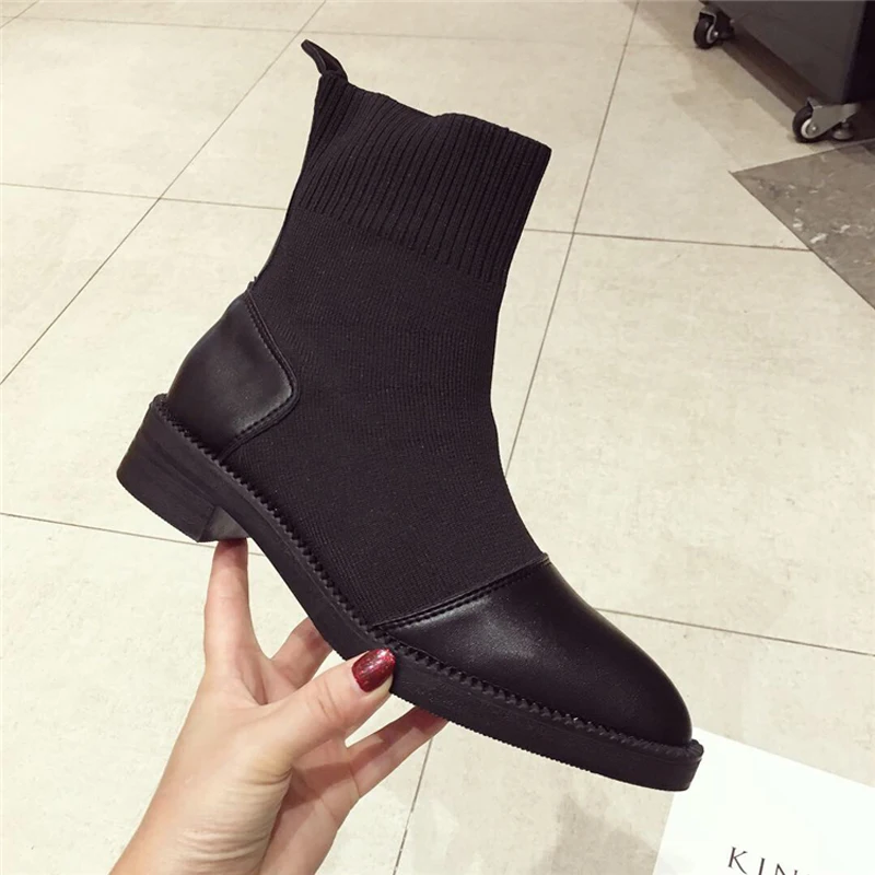 Wellwalk/растягивающиеся ботильоны Женская зимняя обувь Носки без шнуровки Осенняя