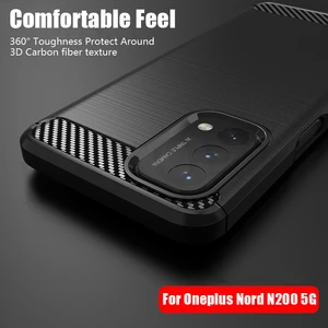 for oneplus nord n200 5g case shockproof bumper carbon fiber soft silicone tpu slim phone back cover one plus nord n200 5g case free global shipping