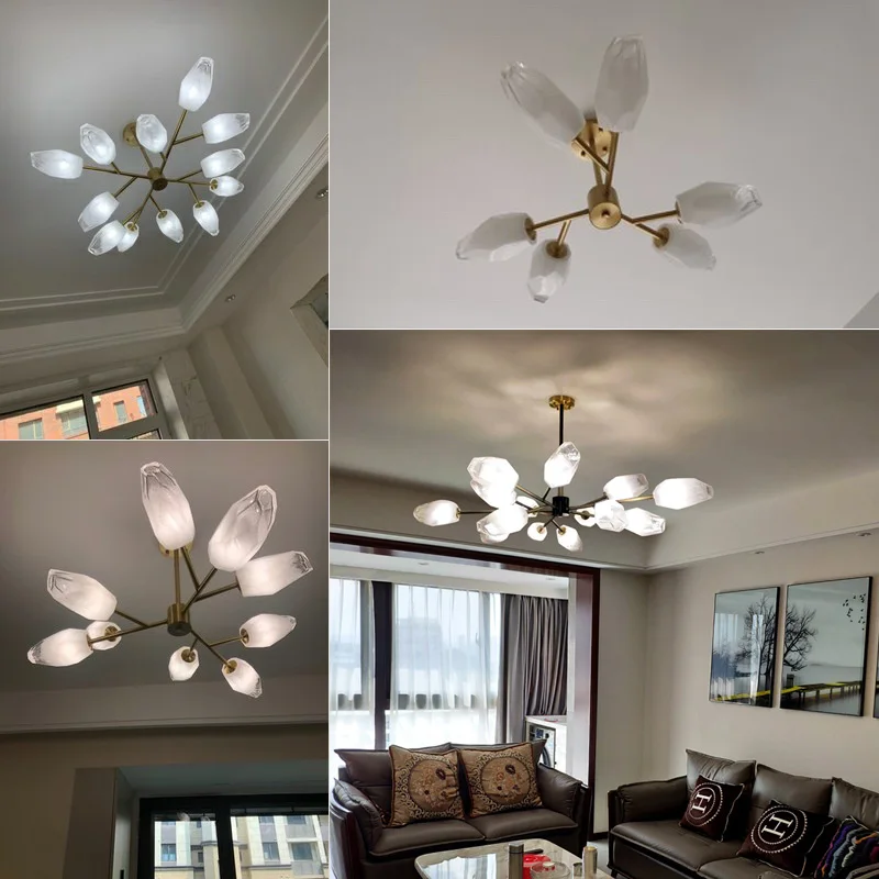 Роскошная потолочная люстра в гостиную латунная подвесная для спальни на кухню