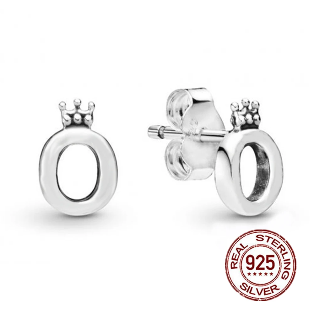 

Classic Original Earrings 925 Sterling Silver Polish Crown O Europe Stud Earrings for Women Fashion Jewelry Gift Wholesale