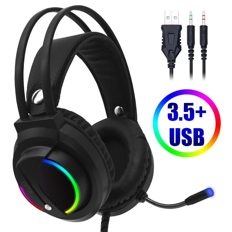 3.5mm Plug Игровая гарнитура с микрофоном 7,1 Наушники с объемным звуком Проводные RGB задние фонари геймерские наушники для телефона планшет, ПК, Xbox One PS4 - Цвет: 3.5mm Plug