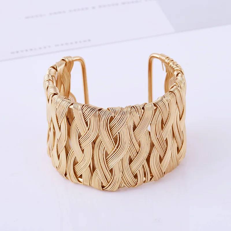 Полые широкие браслеты манжеты и для женщин мужчин золотого серебряного цвета из