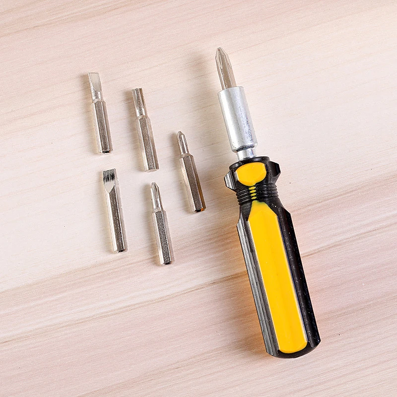 

Mini Hand Tool 6 In 1 Screwdriver Kit Small Combination Universal Set Dismountable Machine Antiskid Handle Multifunction Repair