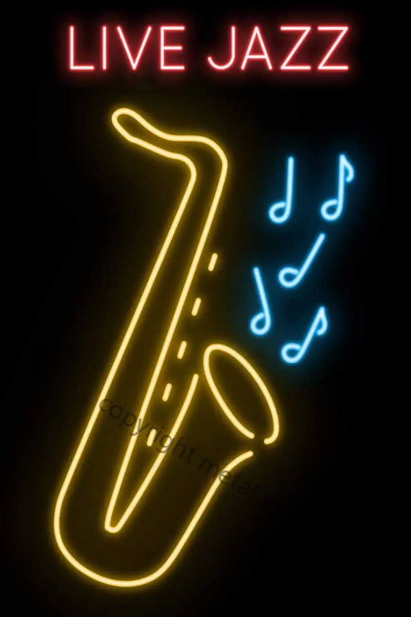 

Живая Джаз неоновая вывеска украшение комнаты Ретро винтажная металлическая вывеска Оловянная вывеска неоновая вывеска для паба дома клуб...