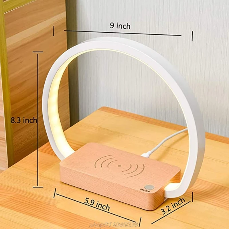 

Multifunctional Bedside Lamp Mobile Phone Wireless Charging Table Lamp Eye Protection Reading LED Induction Wood J07 21 Dropship