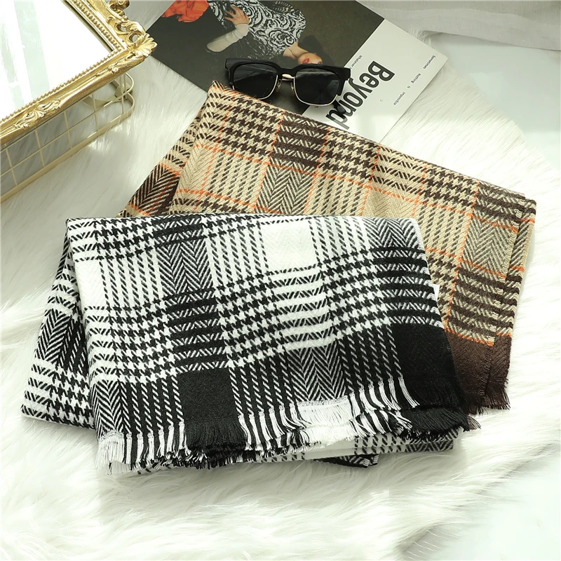 

2021 Winter Scarf Women Cashmere Pashmina Shawls Foulard Brand Luxury Plaid Neck Scarf Warm Lady Blanket Stole Bufanda Bandana