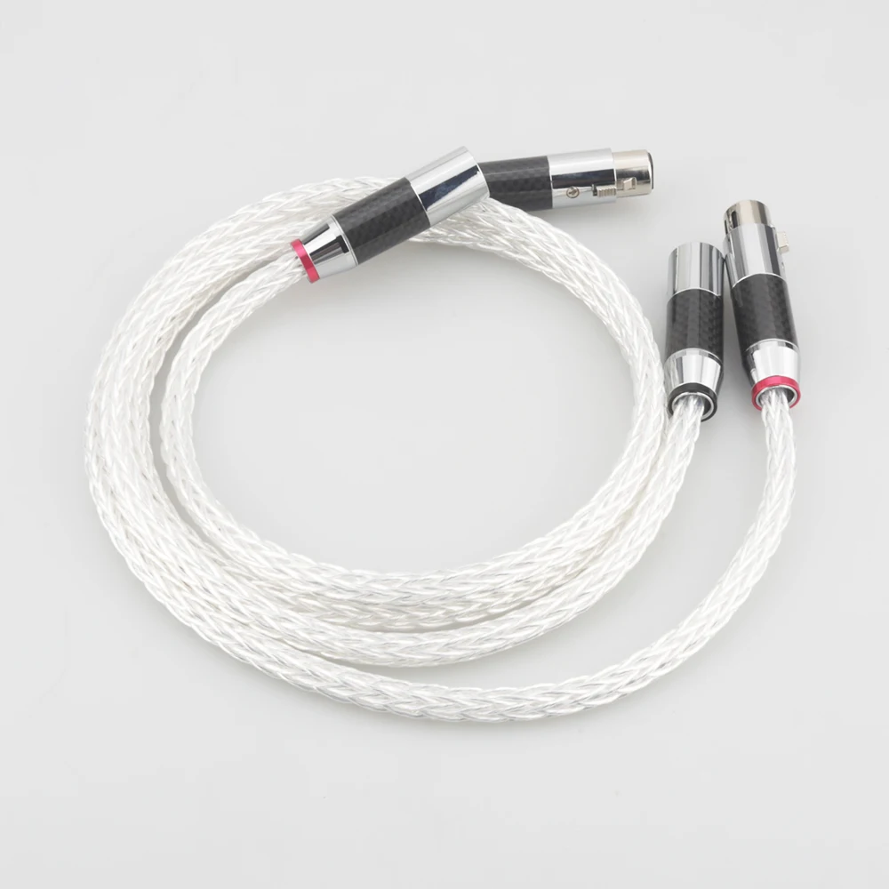 Пара высококачественных 8AG посеребренных OCC 16 жил HiFi XLR аудио кабель с углеродным
