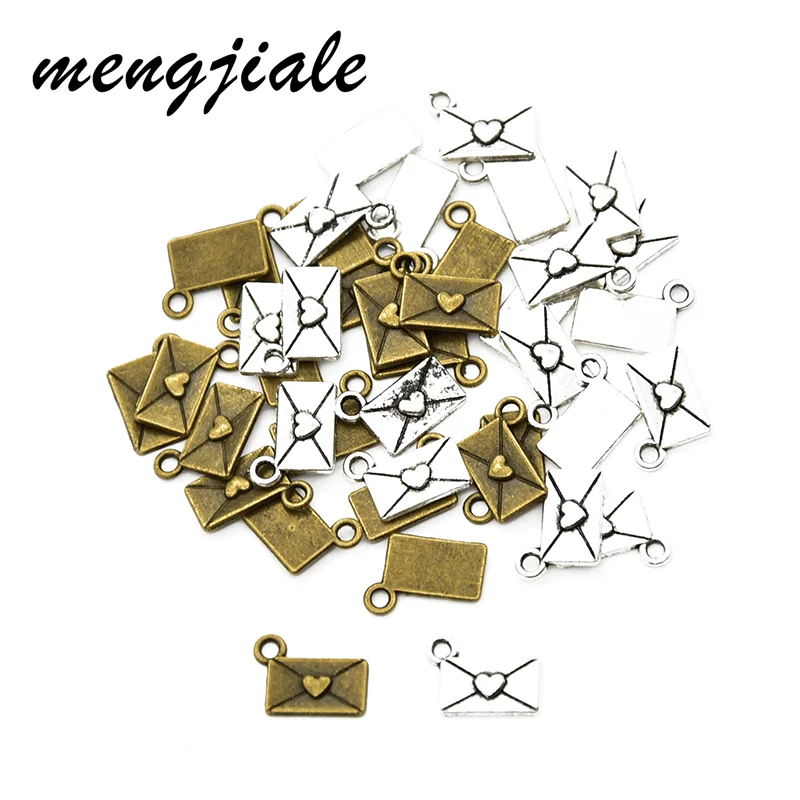 60 шт.; Оптовая продажа; Детское нижнее белье из двух Цвет «любящее сердце» конверт амулеты из сплава металла подвески для DIY ювелирные изделия ручной работы для производства комплектующих для 12*9 мм