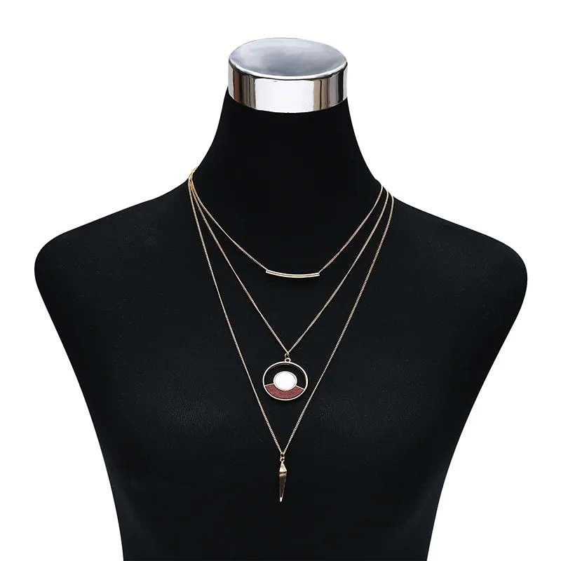 Модное многослойное женское ожерелье круглые ожерелья с подвеской из