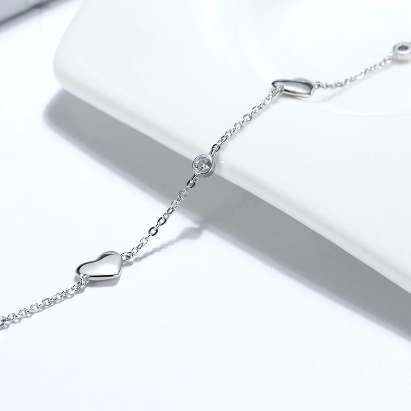 

Real 925 Sterling Silver Bracelets For Women With AAAA Cubic Zircon Heart Bracelet Wedding Engagement Jewelry