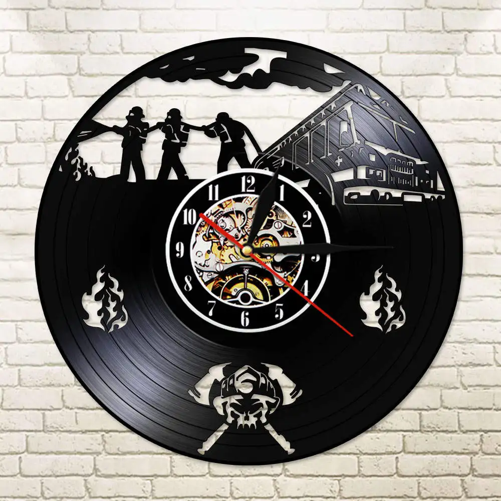Виниловые настенные часы для пожарного отдела современные винтажные