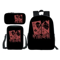 jujutsu kaisen backpack boys girls student school shoulder bag messenger bag pencil case travel outdoor gift three piece suit