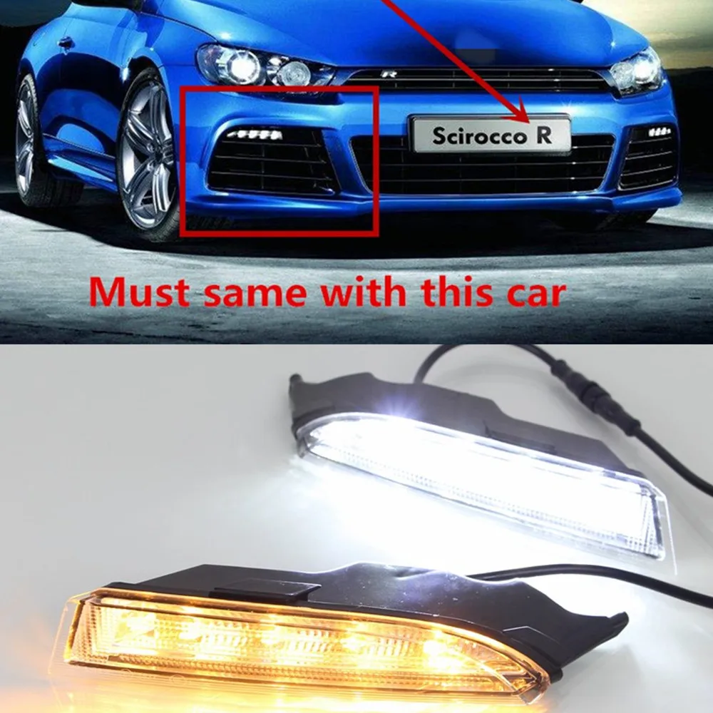 Автомобильная проблесковая для Volkswagen VW Scirocco R 2010 2011 2012 2013 2014 светодиодный DRL